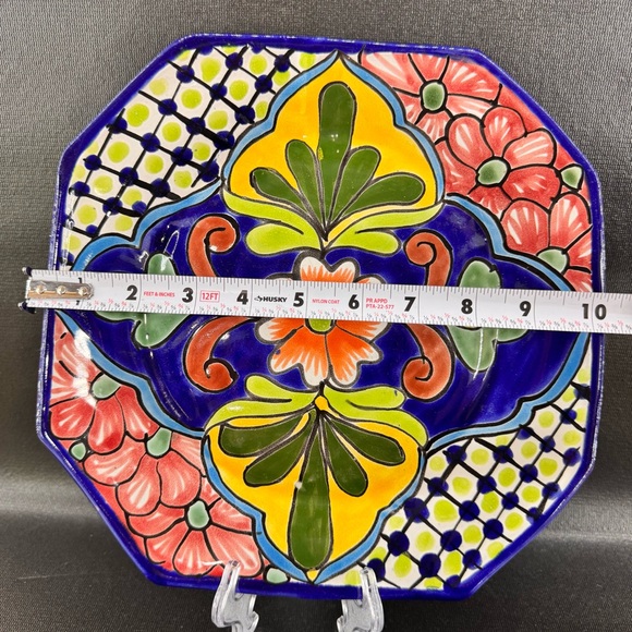 Talavera Mexican Redware Pottery Decorative Wall Plate Multicolor - Picture 3 of 4